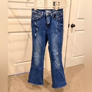 Vervet Classic Blue Distressed Women's Flare Jeans